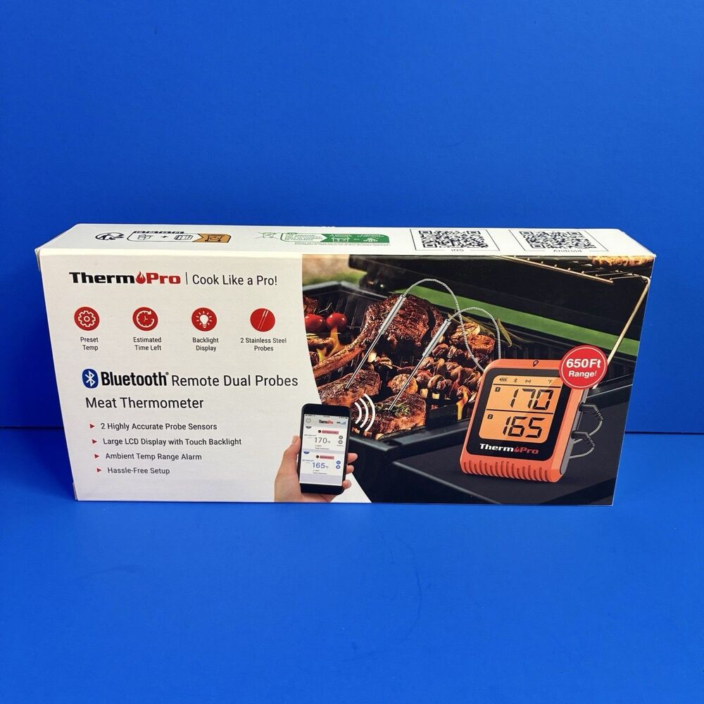 ThermoPro Meat Cooking Thermometer 650FT Bluetooth Dual Probes TP920W